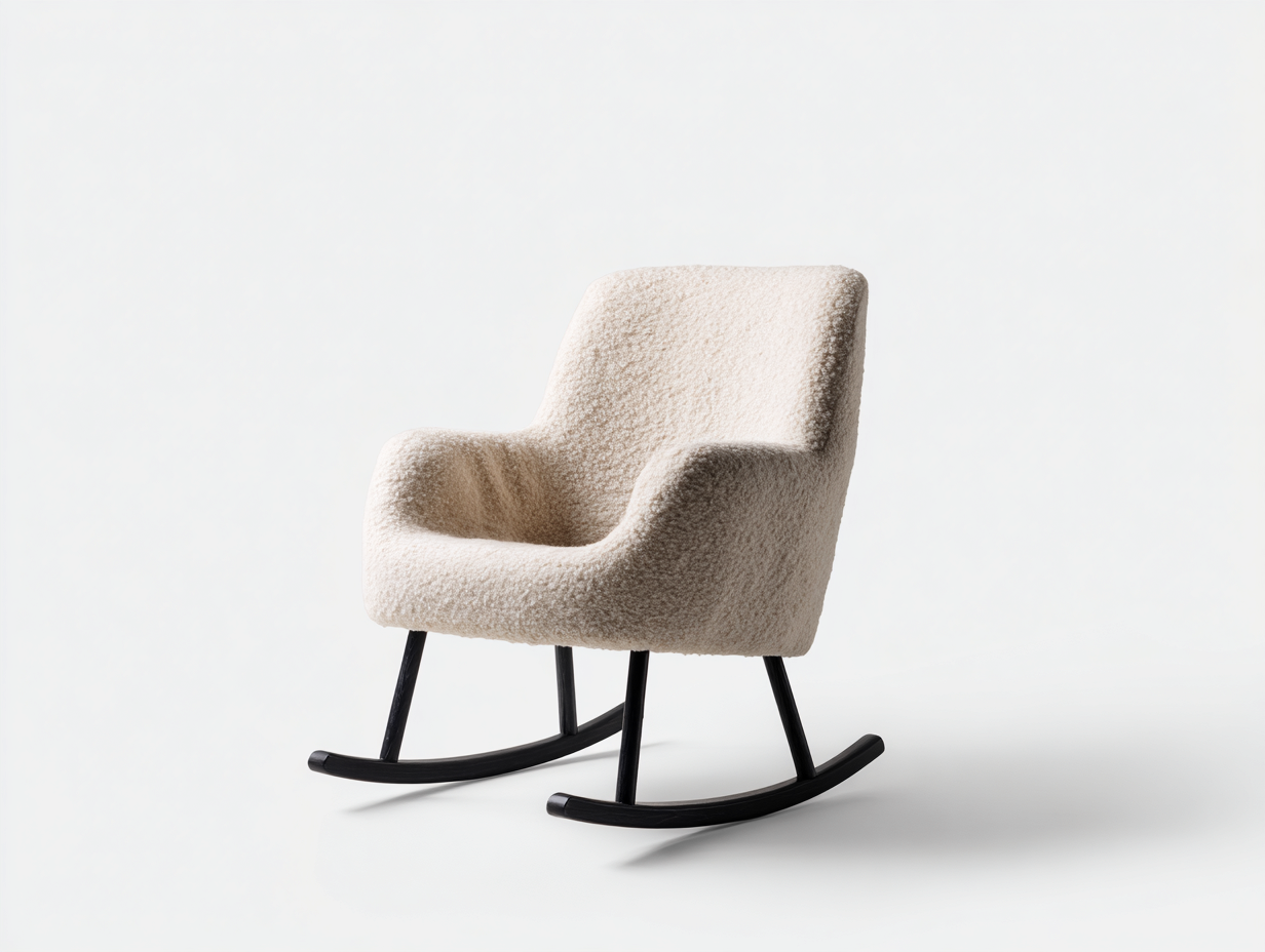 Mecedoras tapizada en tejido bouclé 72x88x94 cm beige-negro para salón - diseño moderno-Corosahaus