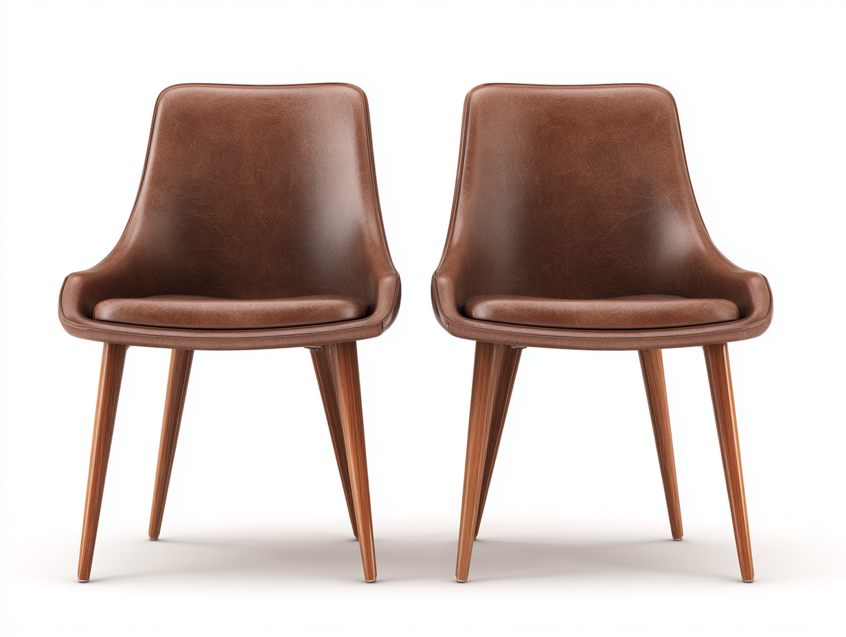 Sillas de comedor juego de 2 sillas cuero sintético 62x58x82 cm - marrón - estilo moderno-Corosahaus