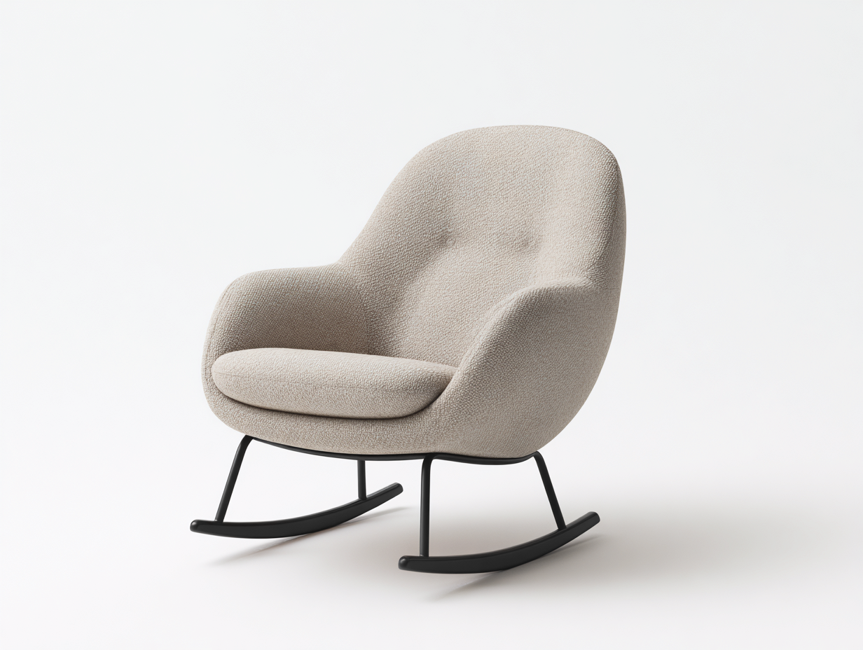 Mecedoras sillón mecedora tapizado tela beige 70x85x95 cm para salón - estilo moderno-Corosahaus