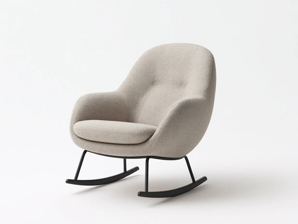 Mecedoras sillón mecedora tapizado tela beige 70x85x95 cm para salón - estilo moderno-Corosahaus
