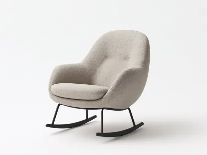 Mecedoras sillón mecedora tapizado tela beige 70x85x95 cm para salón - estilo moderno-Corosahaus