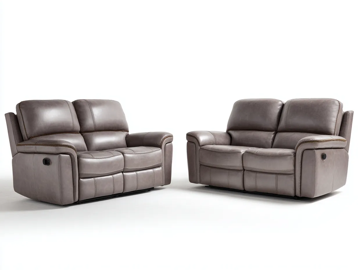 Conjunto de sofás reclinables juego de 2 sofás de 2 plazas cuero sintético gris 160x90x100 cm para salón - estilo moderno-Corosahaus