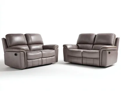 Conjunto de sofás reclinables juego de 2 sofás de 2 plazas cuero sintético gris 160x90x100 cm para salón - estilo moderno-Corosahaus