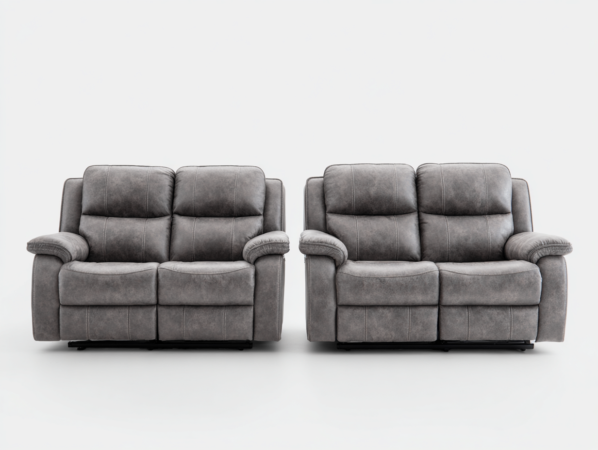 Conjunto de sofás reclinables 2 sofás 2 plazas tela 180x95x100 cm - gris - función reclinable-Corosahaus