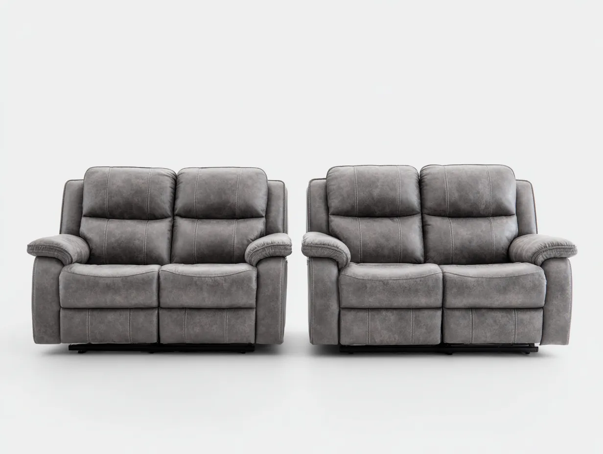 Conjunto de sofás reclinables 2 sofás 2 plazas tela 180x95x100 cm - gris - función reclinable-Corosahaus