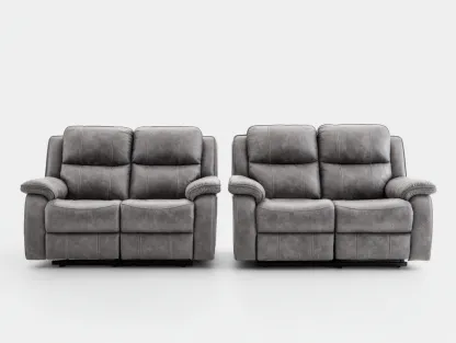 Conjunto de sofás reclinables 2 sofás 2 plazas tela 180x95x100 cm - gris - función reclinable-Corosahaus