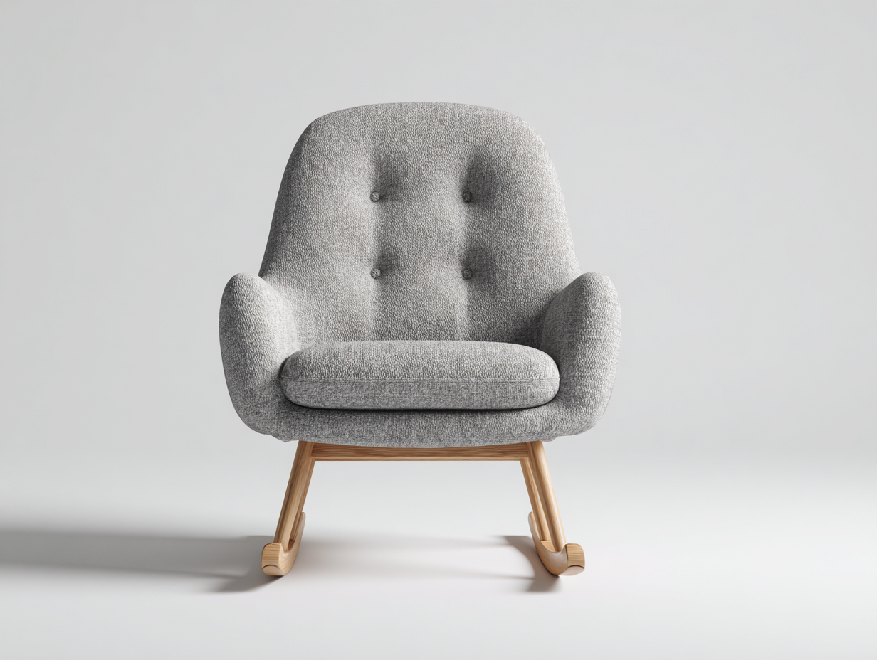 Mecedoras sillón mecedora tapizado tela gris con base de madera 72x88x95 cm para salón - estilo moderno-Corosahaus