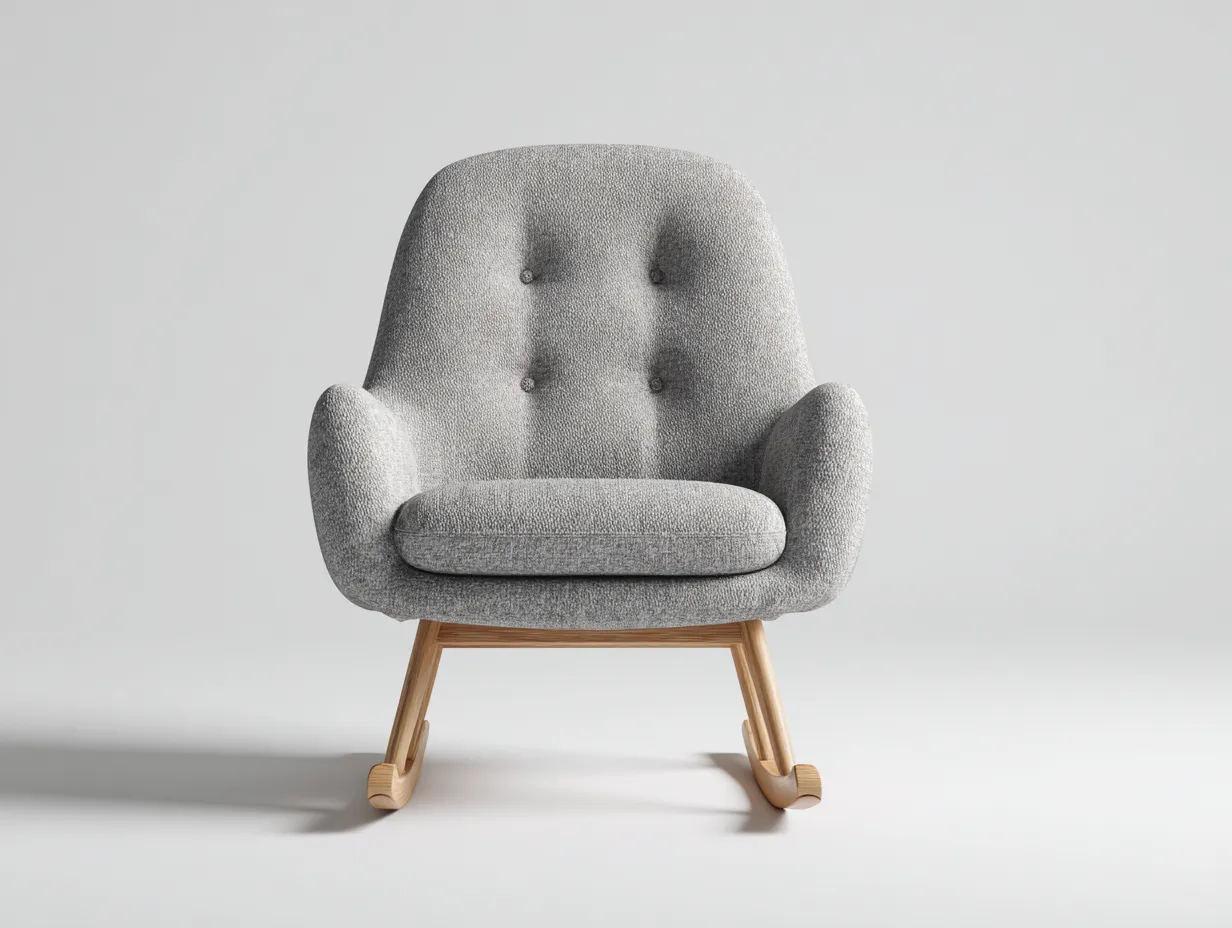 Mecedoras sillón mecedora tapizado tela gris con base de madera 72x88x95 cm para salón - estilo moderno-Corosahaus