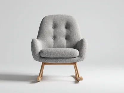 Mecedoras sillón mecedora tapizado tela gris con base de madera 72x88x95 cm para salón - estilo moderno-Corosahaus