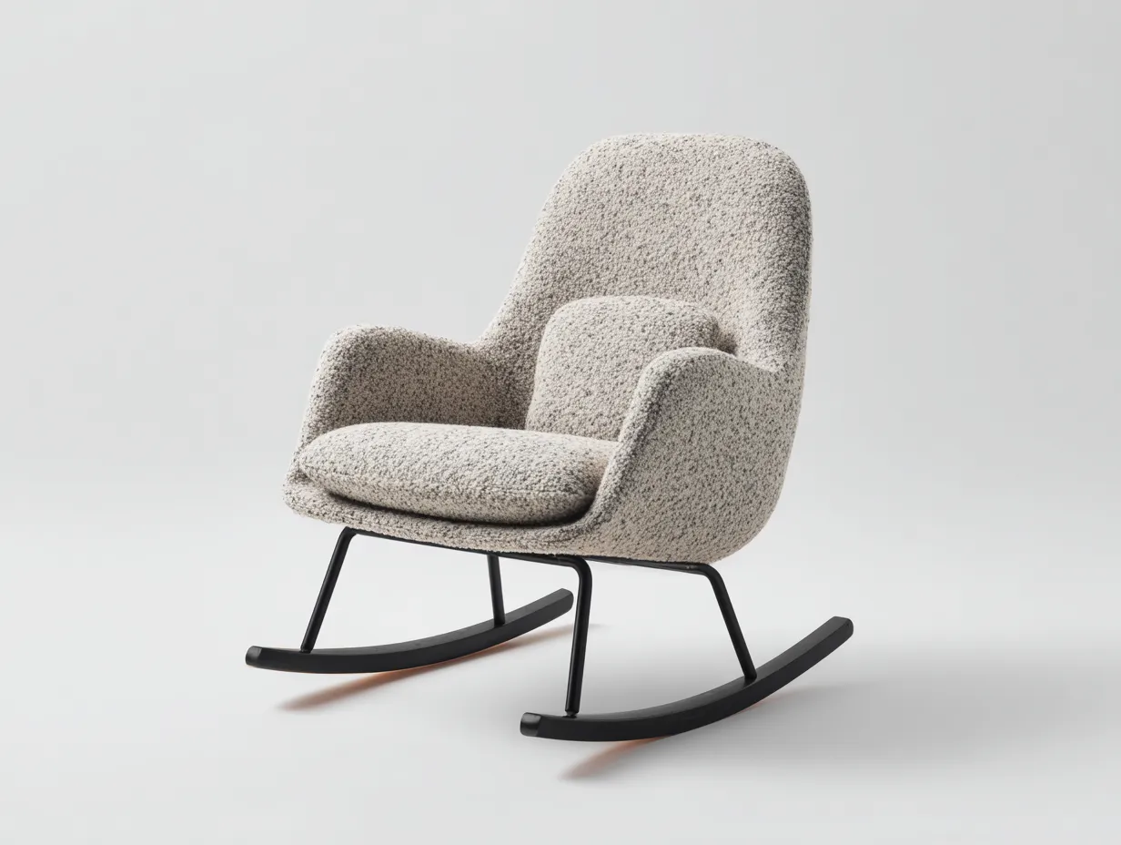 Mecedoras tapizada en tejido bouclé 74x92x98 cm beige-negro para salón - diseño moderno-Corosahaus