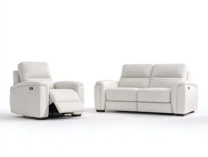 Conjunto de sofás reclinables de cuero sintético 168x94x98 cm y 92x94x98 cm blanco para salón - diseño moderno-Corosahaus