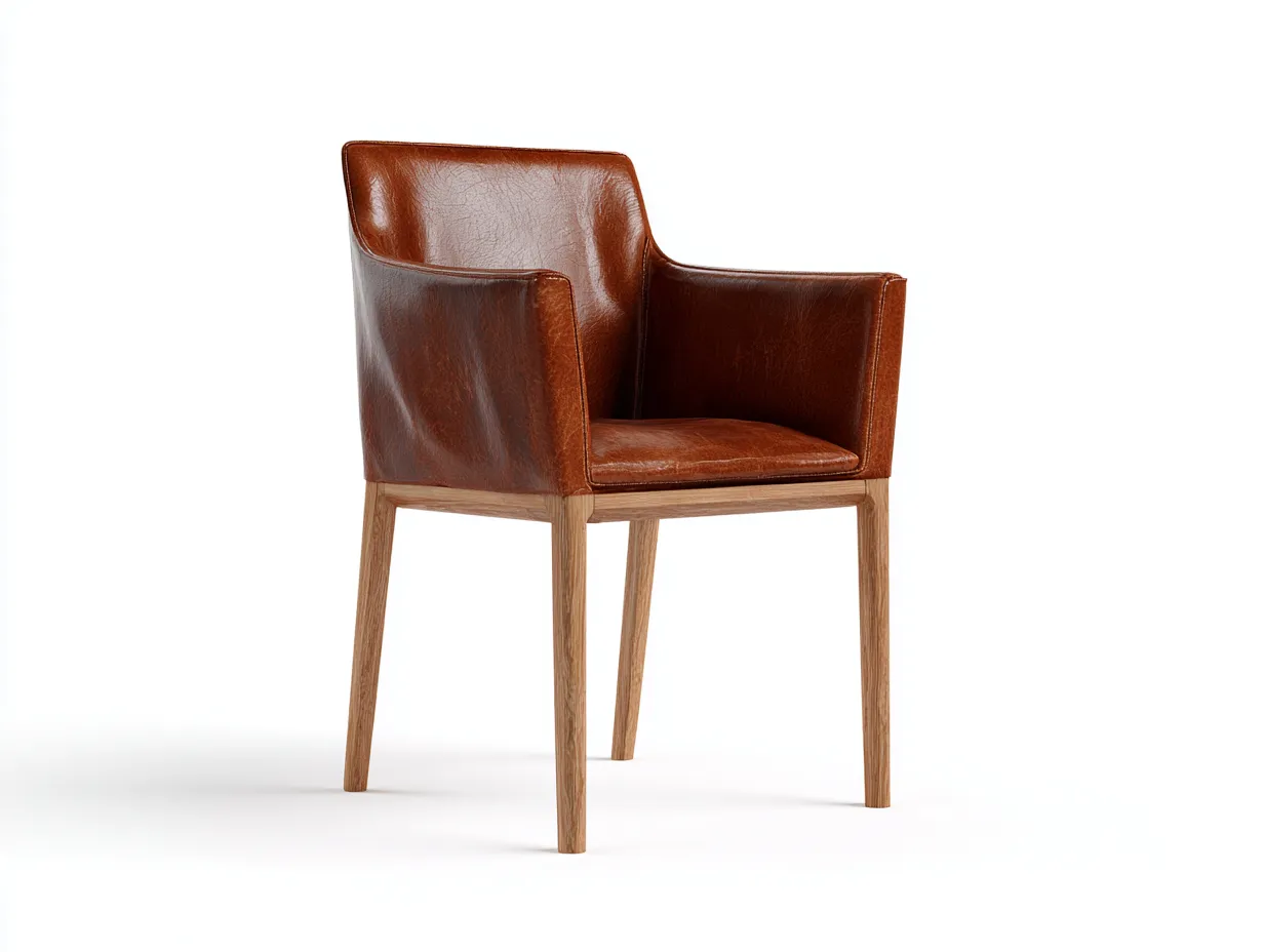 Sillas de comedor tapizada con reposabrazos en cuero sintético 62x58x82 cm marrón-roble para comedor - diseño moderno-Corosahaus
