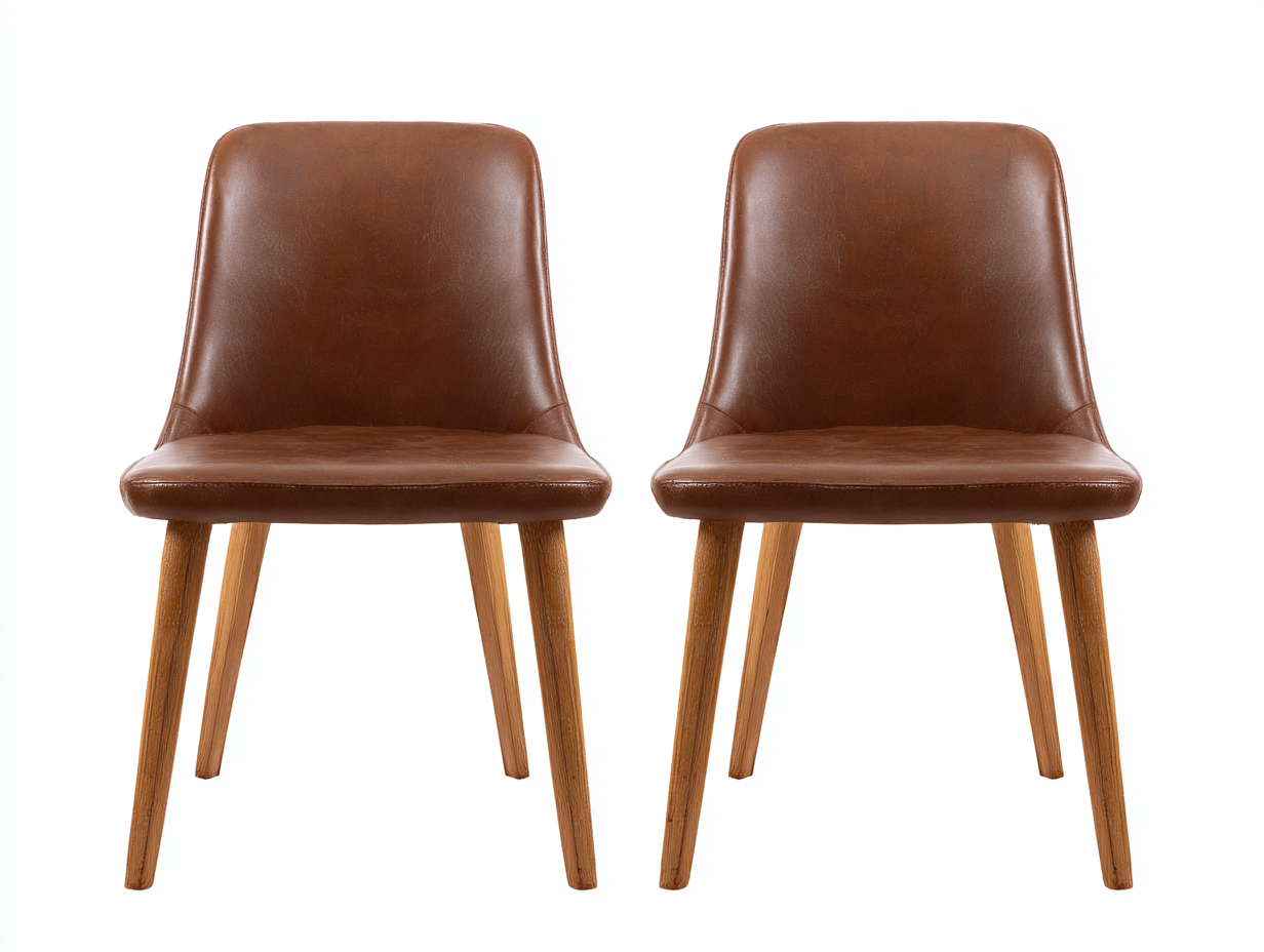 Sillas de comedor tapizadas en cuero sintético 49x56x83 cm marrón-roble para comedor - diseño moderno-Corosahaus