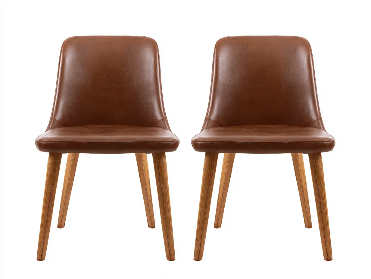 Sillas de comedor tapizadas en cuero sintético 49x56x83 cm marrón-roble para comedor - diseño moderno-Corosahaus