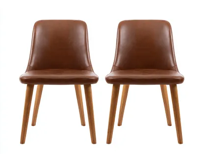 Sillas de comedor tapizadas en cuero sintético 49x56x83 cm marrón-roble para comedor - diseño moderno-Corosahaus