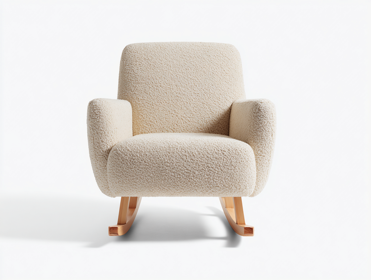 Mecedoras tapizada en tejido bouclé 76x88x92 cm beige-roble claro para salón - diseño moderno-Corosahaus