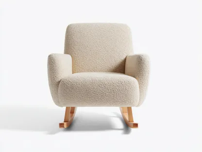 Mecedoras tapizada en tejido bouclé 76x88x92 cm beige-roble claro para salón - diseño moderno-Corosahaus