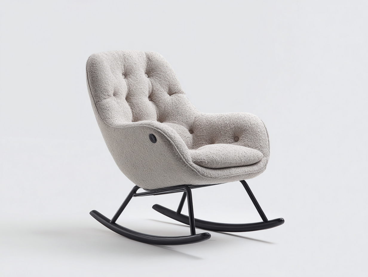 Mecedoras silla mecedora tela 85x75x95 cm - beige - diseño ergonómico-Corosahaus