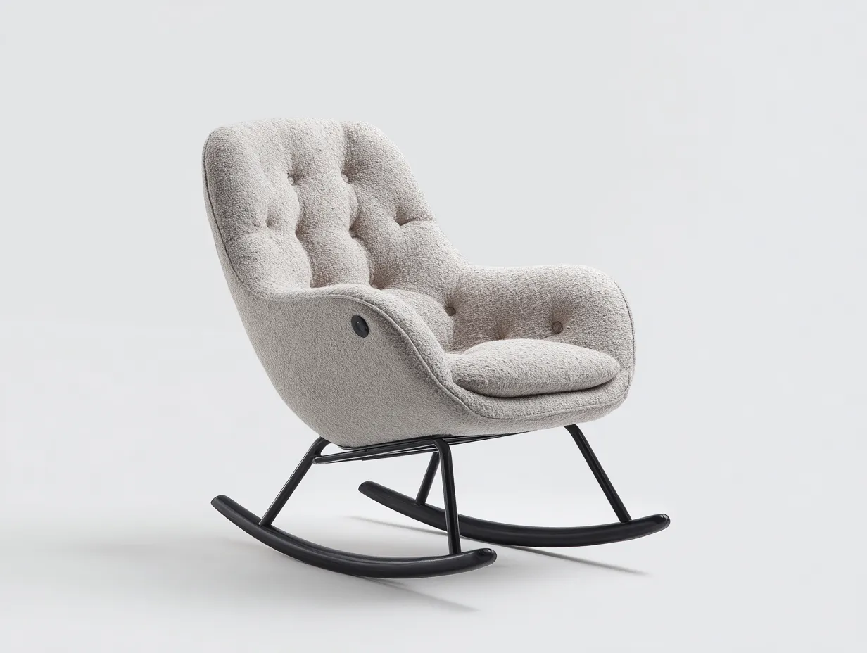 Mecedoras silla mecedora tela 85x75x95 cm - beige - diseño ergonómico-Corosahaus