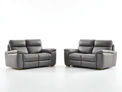 Conjunto de sofás reclinables sofá 2 plazas y sofá 2 plazas cuero sintético 160x90x95 cm gris moderno cómodo-Corosahaus