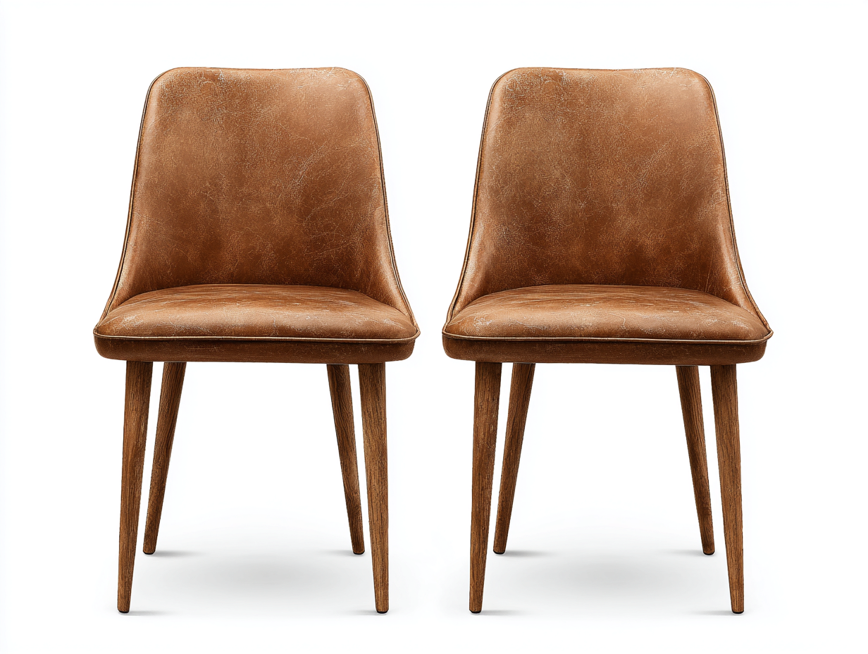 Sillas de comedor tapizadas en cuero sintético 47x55x84 cm marrón-roble oscuro para comedor - diseño moderno-Corosahaus