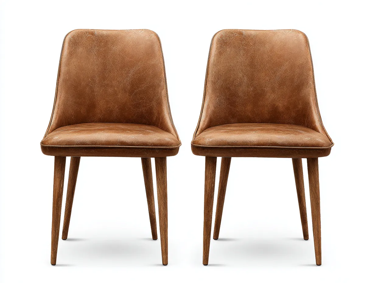 Sillas de comedor tapizadas en cuero sintético 47x55x84 cm marrón-roble oscuro para comedor - diseño moderno-Corosahaus