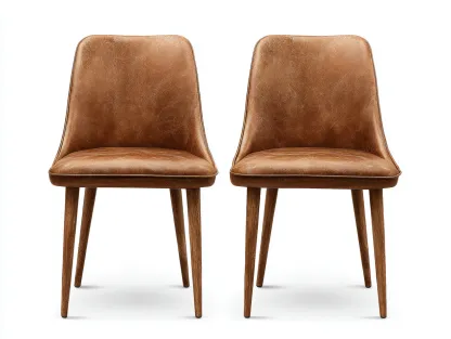 Sillas de comedor tapizadas en cuero sintético 47x55x84 cm marrón-roble oscuro para comedor - diseño moderno-Corosahaus