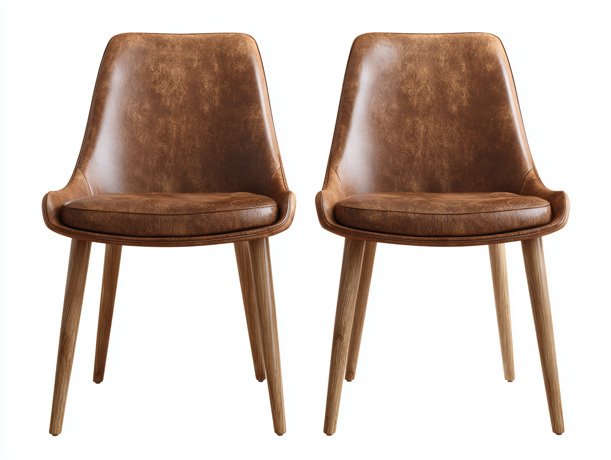 Sillas de comedor juego de 2 sillas cuero sintético 58x55x82 cm marrón moderno acolchado-Corosahaus