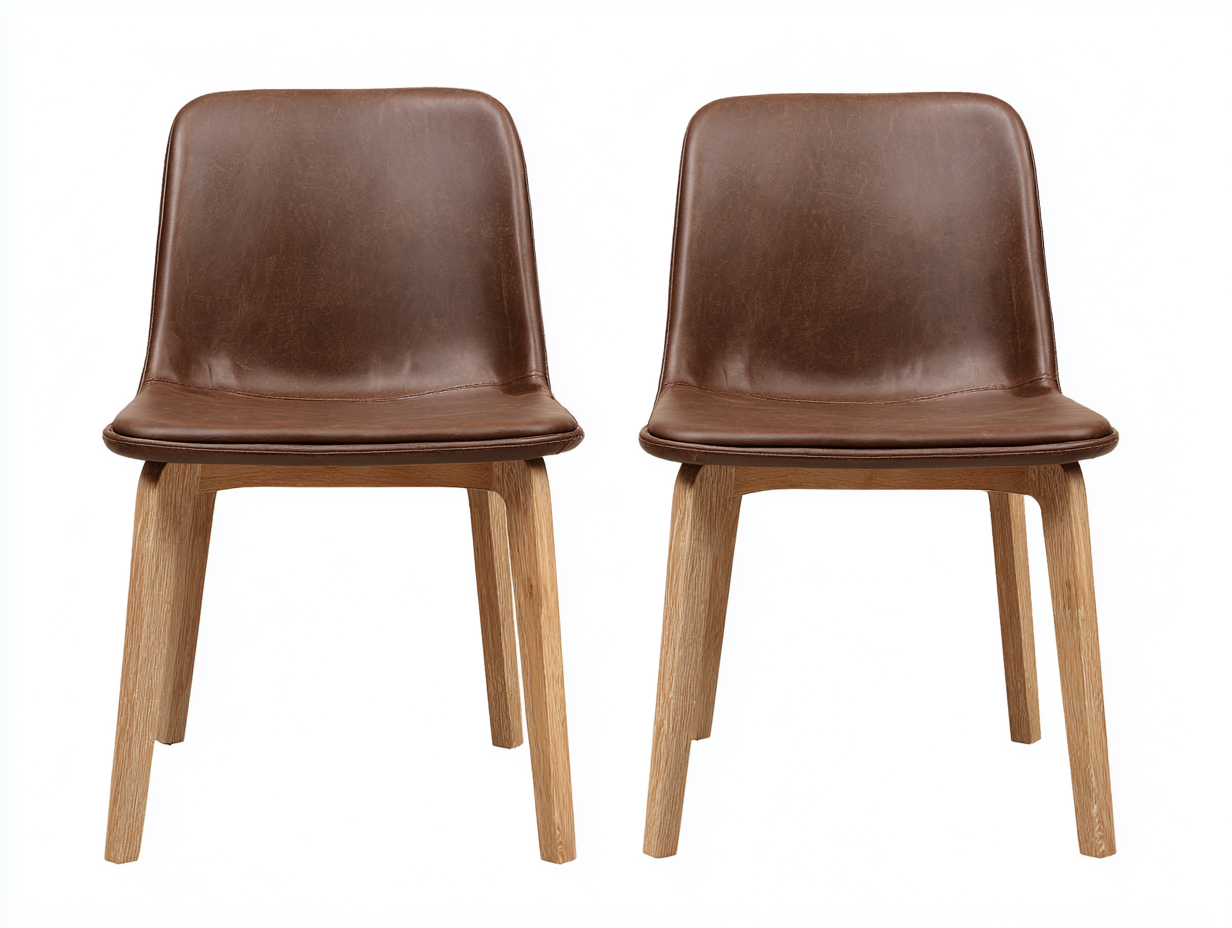 Sillas de comedor juego de 2 sillas cuero sintético marrón 50x55x80 cm para comedor - estilo moderno-Corosahaus