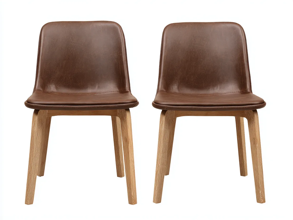 Sillas de comedor juego de 2 sillas cuero sintético marrón 50x55x80 cm para comedor - estilo moderno-Corosahaus