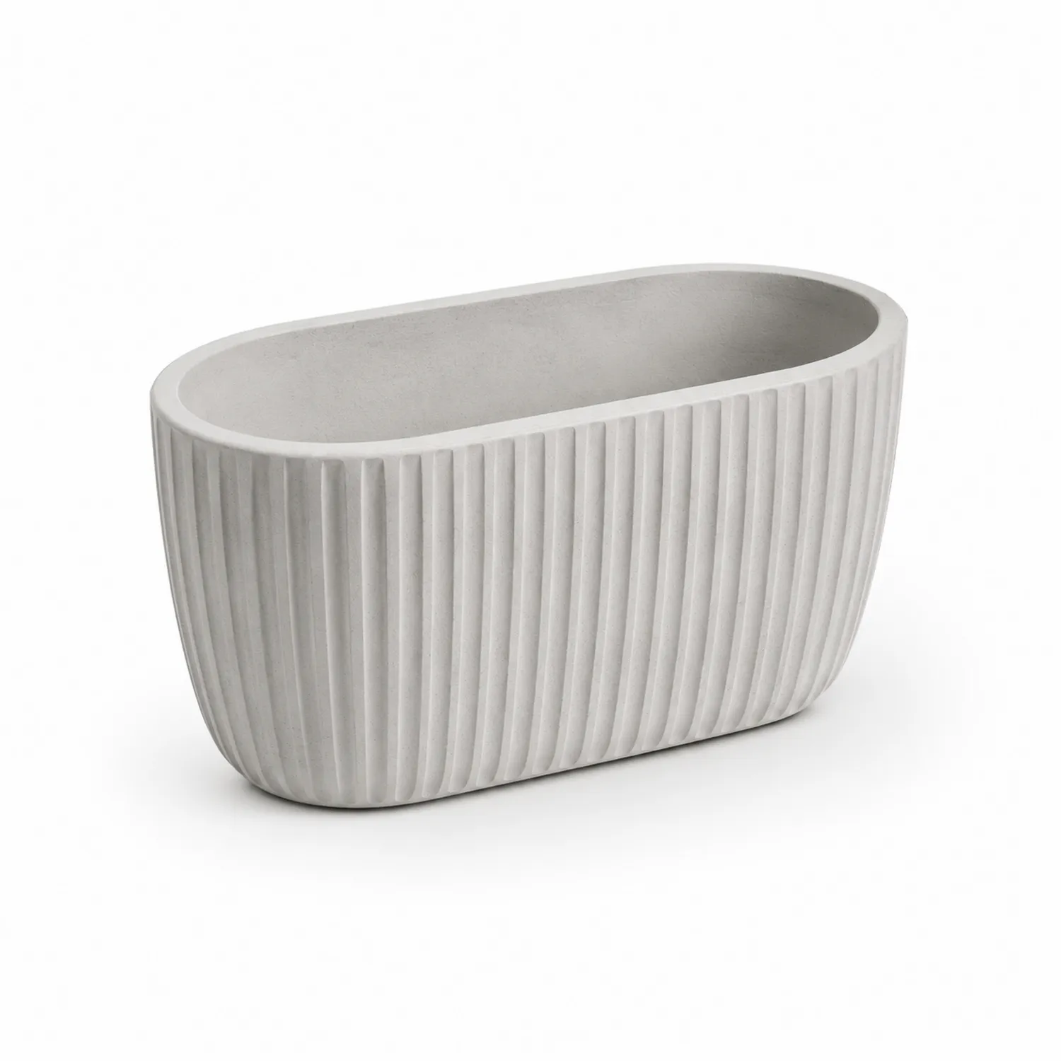 Vaso Ovale Grigio con Dettagli Scanalati-velnordia