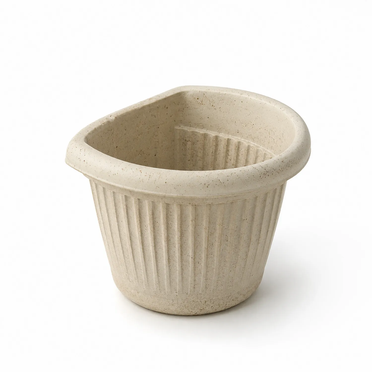 Contenitore Rotondo Beige per Interni ed Esterni con Design Striato-velnordia