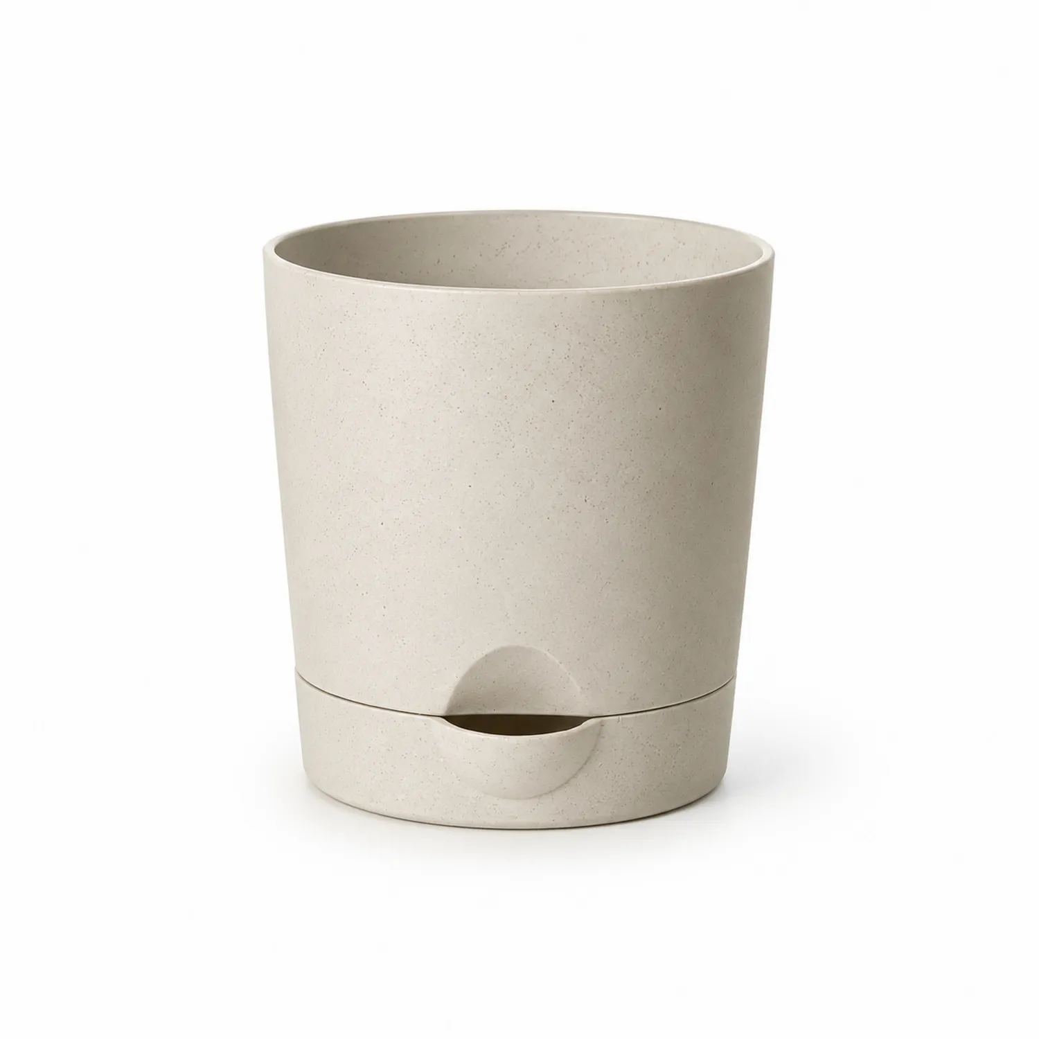 Vaso Cilindrico Beige con Sottovaso, 20x18 cm-velnordia