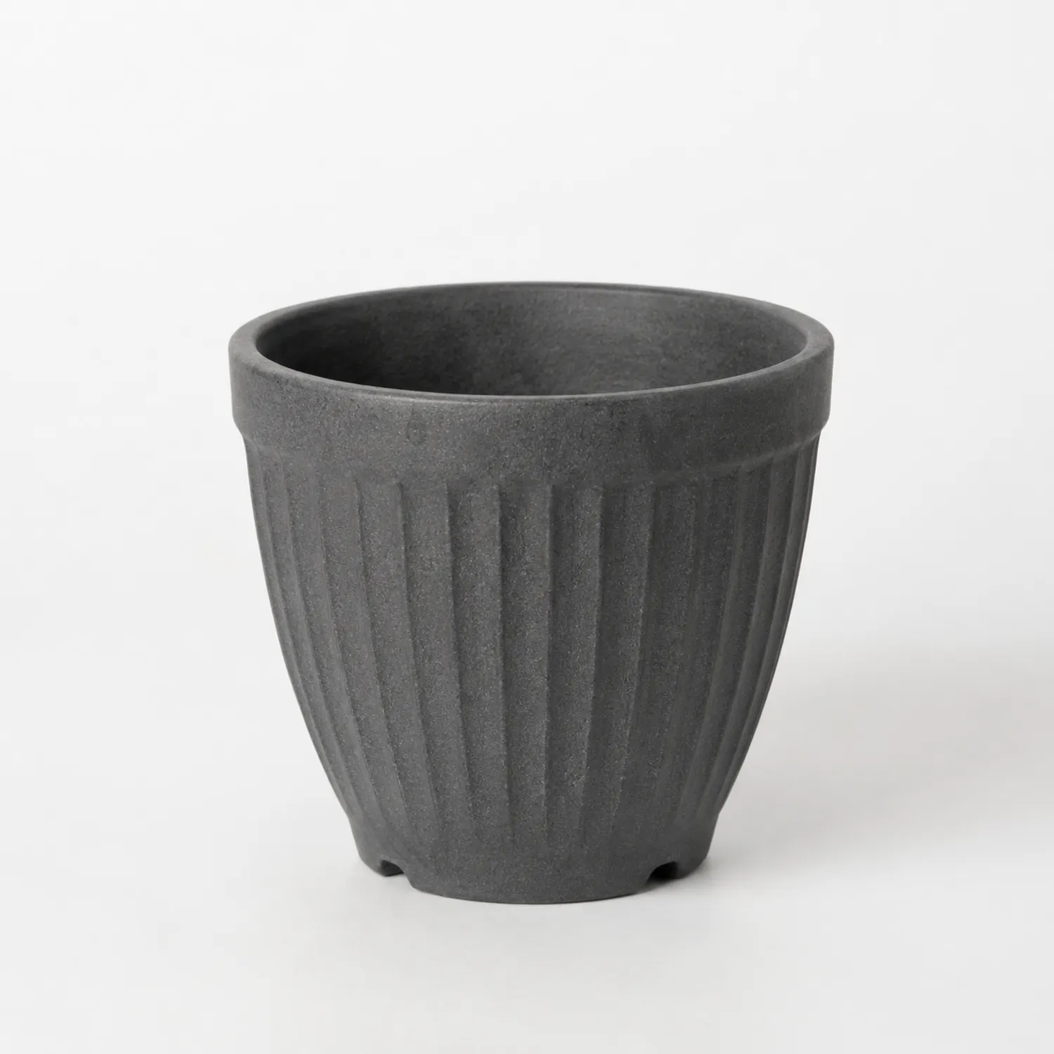 Vaso da Fiori Grigio Scuro con Design a Righe Verticali-velnordia