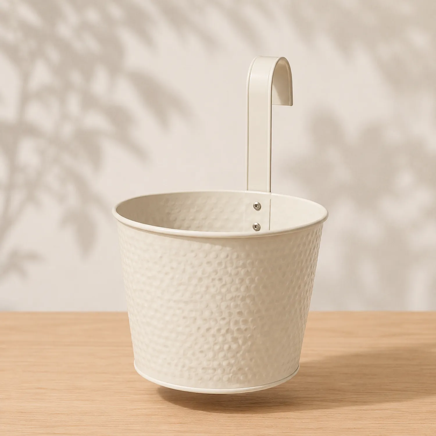 Vaso Pensile Beige Martellato con Gancio-velnordia