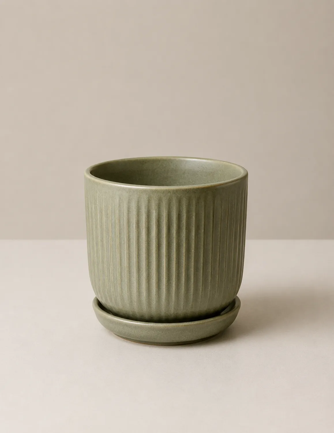 Vaso da Fiori in Ceramica Verde con Sottovaso-velnordia