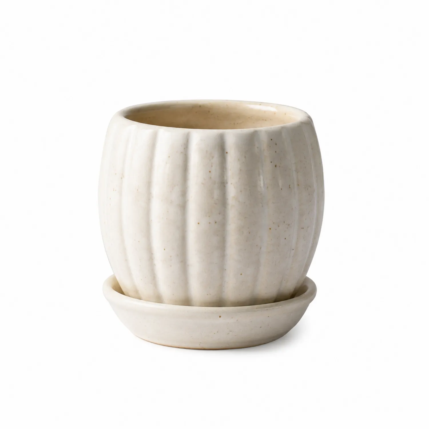 Vaso in Ceramica Bianco con Sottovaso-velnordia