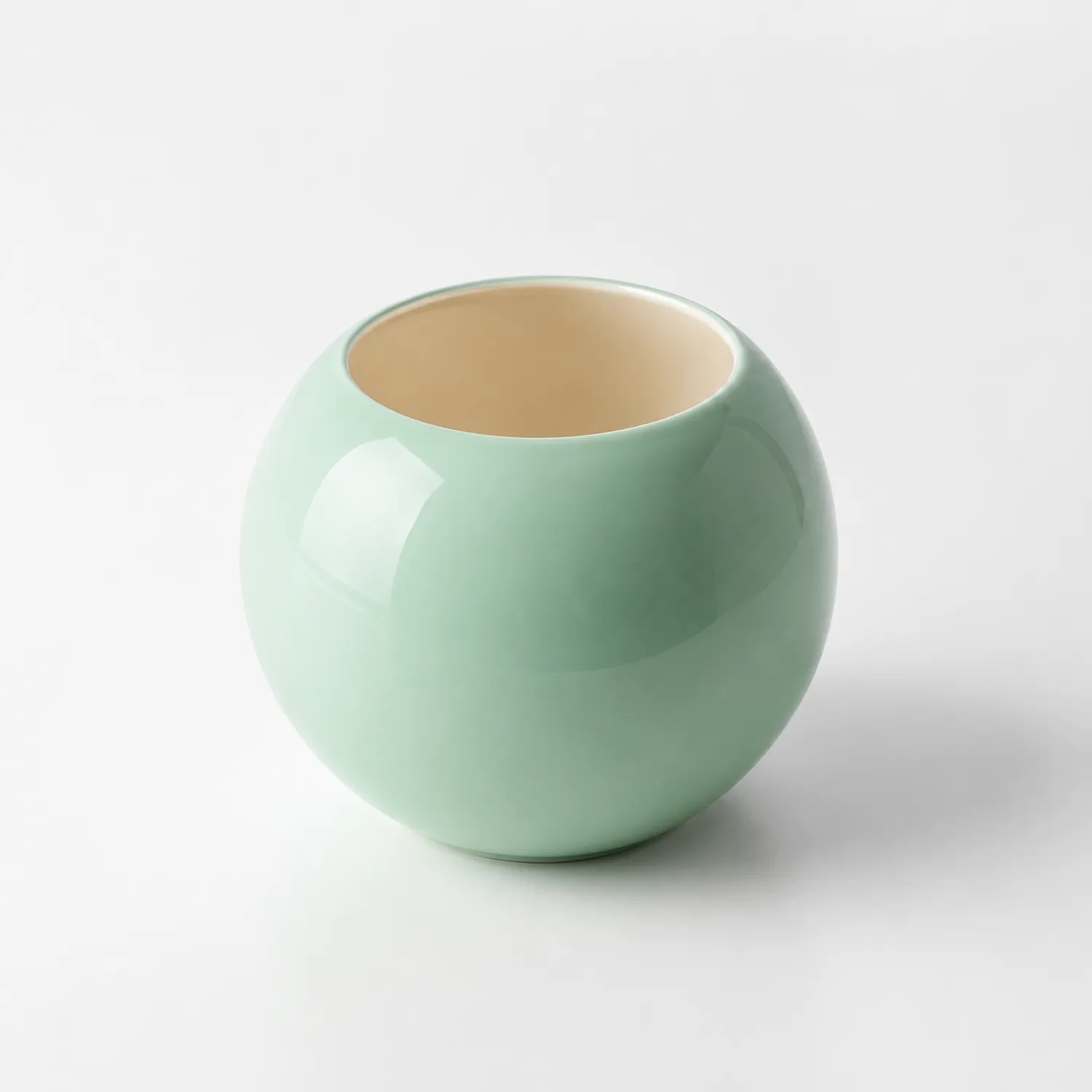 Vaso Decorativo Rotondo in Ceramica Verde Chiaro-velnordia