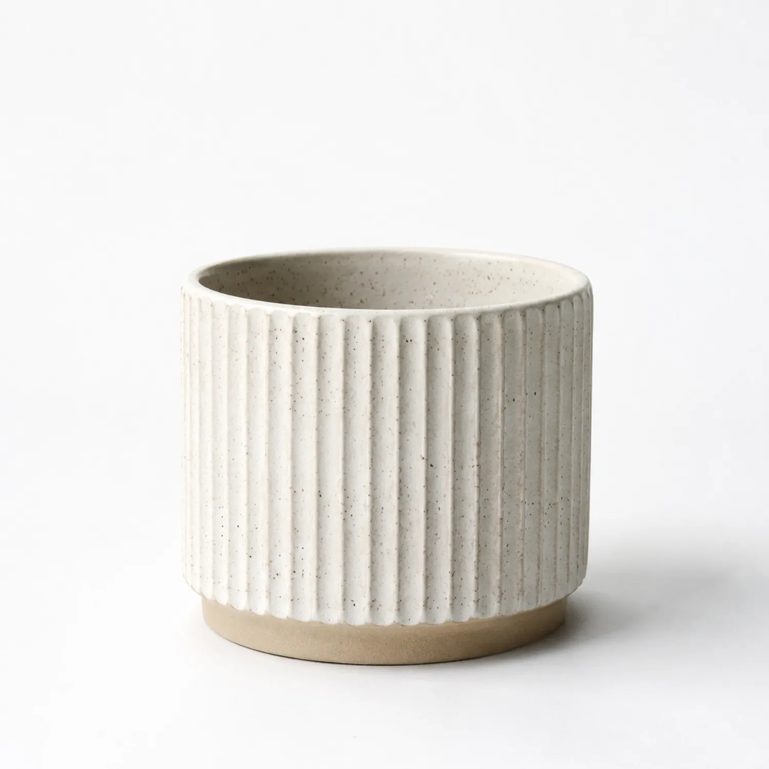 Vaso in Ceramica Bianco con Rilievi Verticali-velnordia