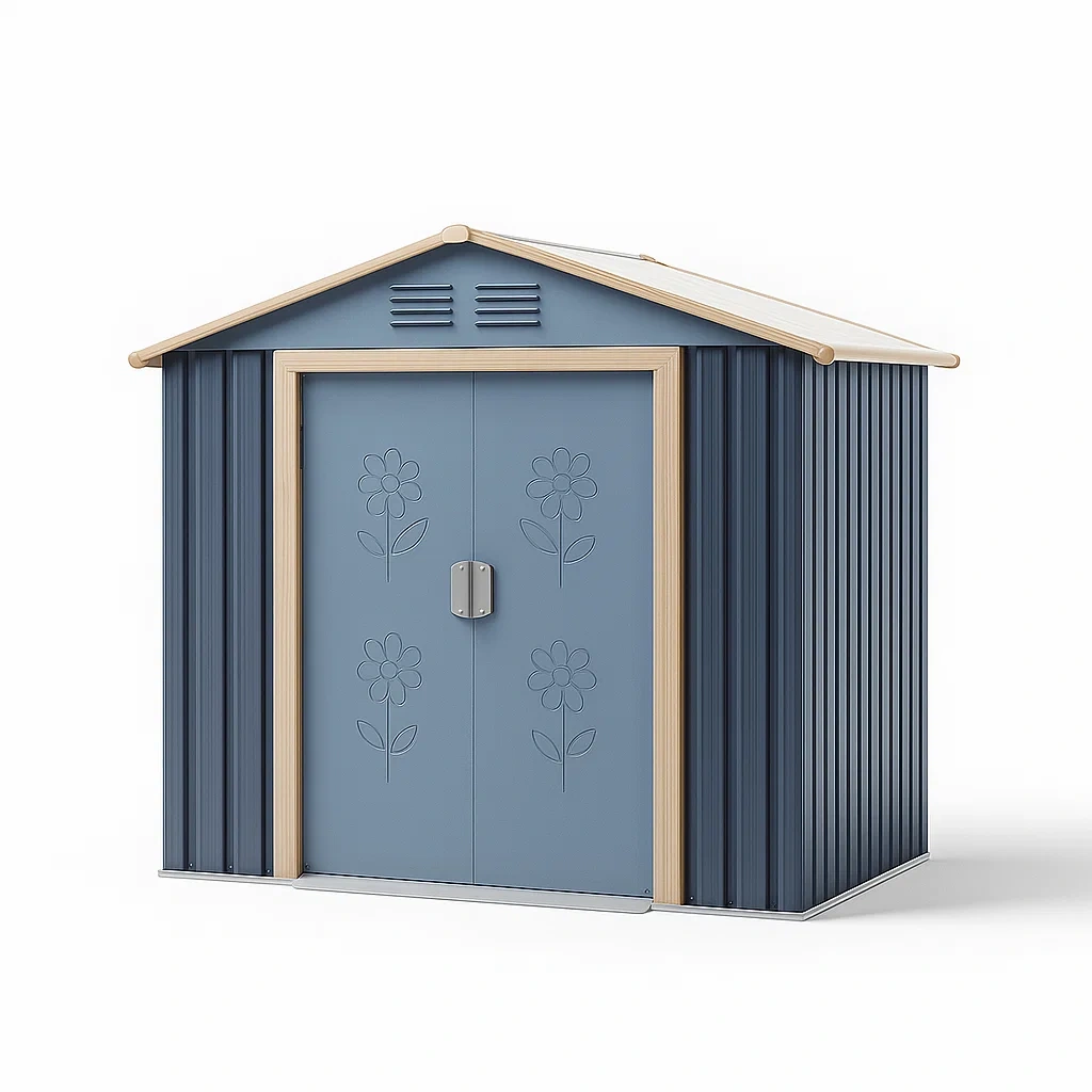 Metall Gartenhaus Blau 200x130x180 cm-Decoreluno