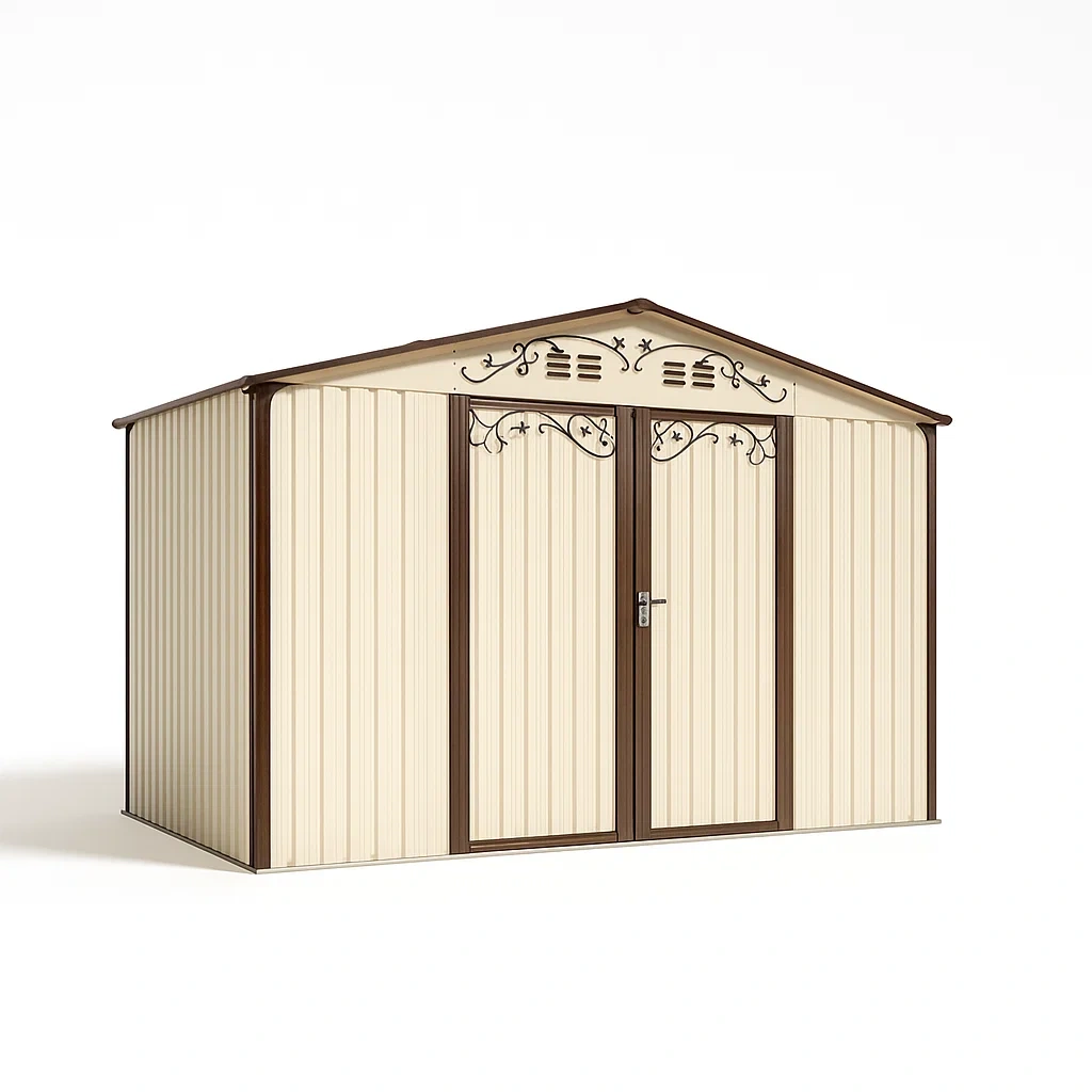 Metall Geräteschuppen aus verzinktem Stahl in Beige/Braun 260x182x160 cm-Decoreluno