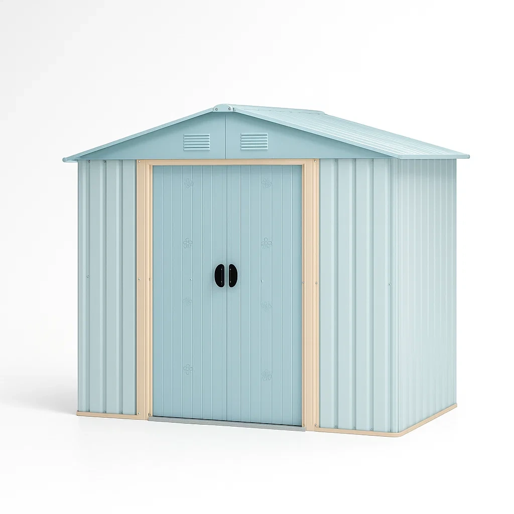 Gartenschuppen aus Stahl mit Doppeltür 213 cm x 130 cm x 173 cm Blau-Decoreluno
