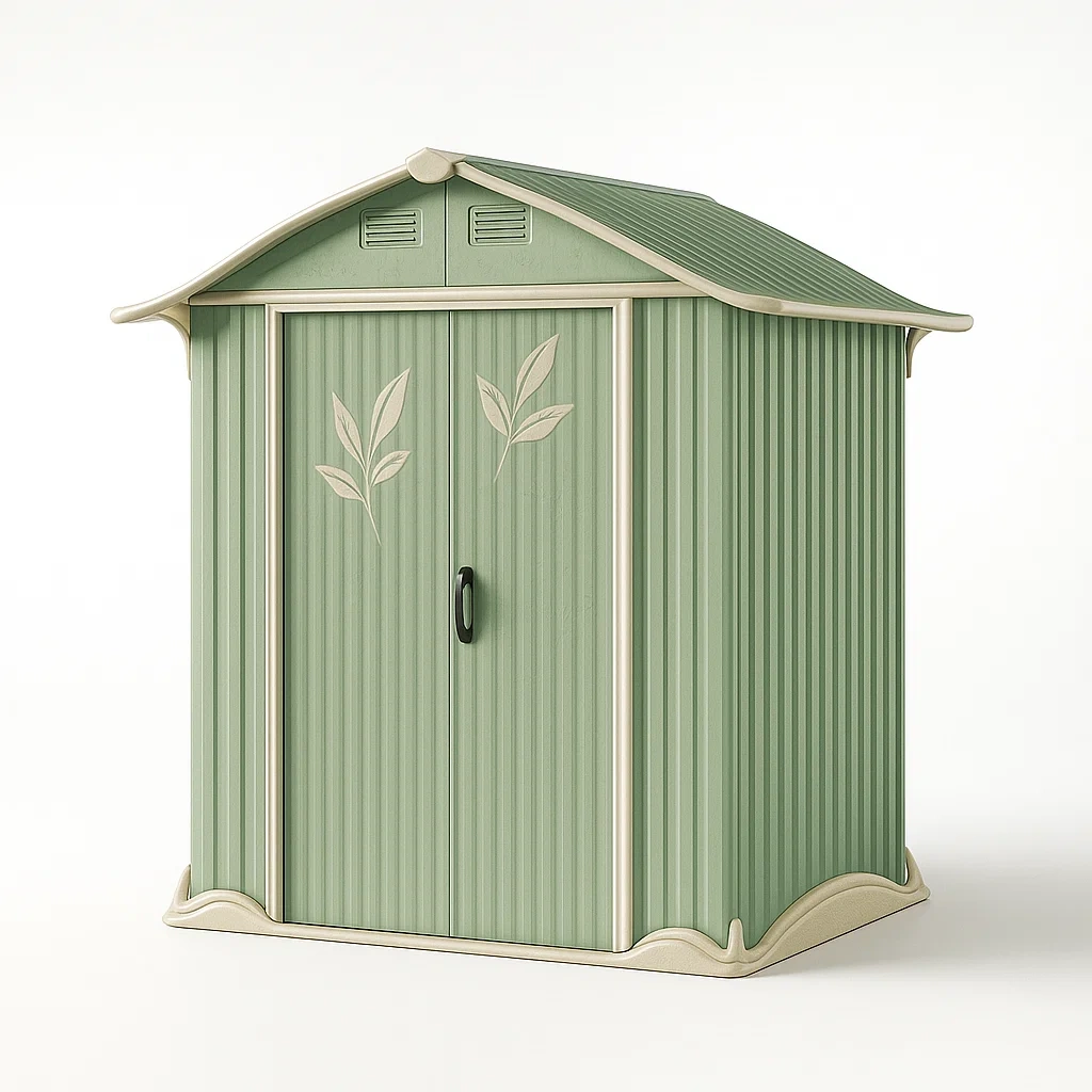 Kunststoff Gartenhaus mit Doppeltür Grün Creme-Decoreluno