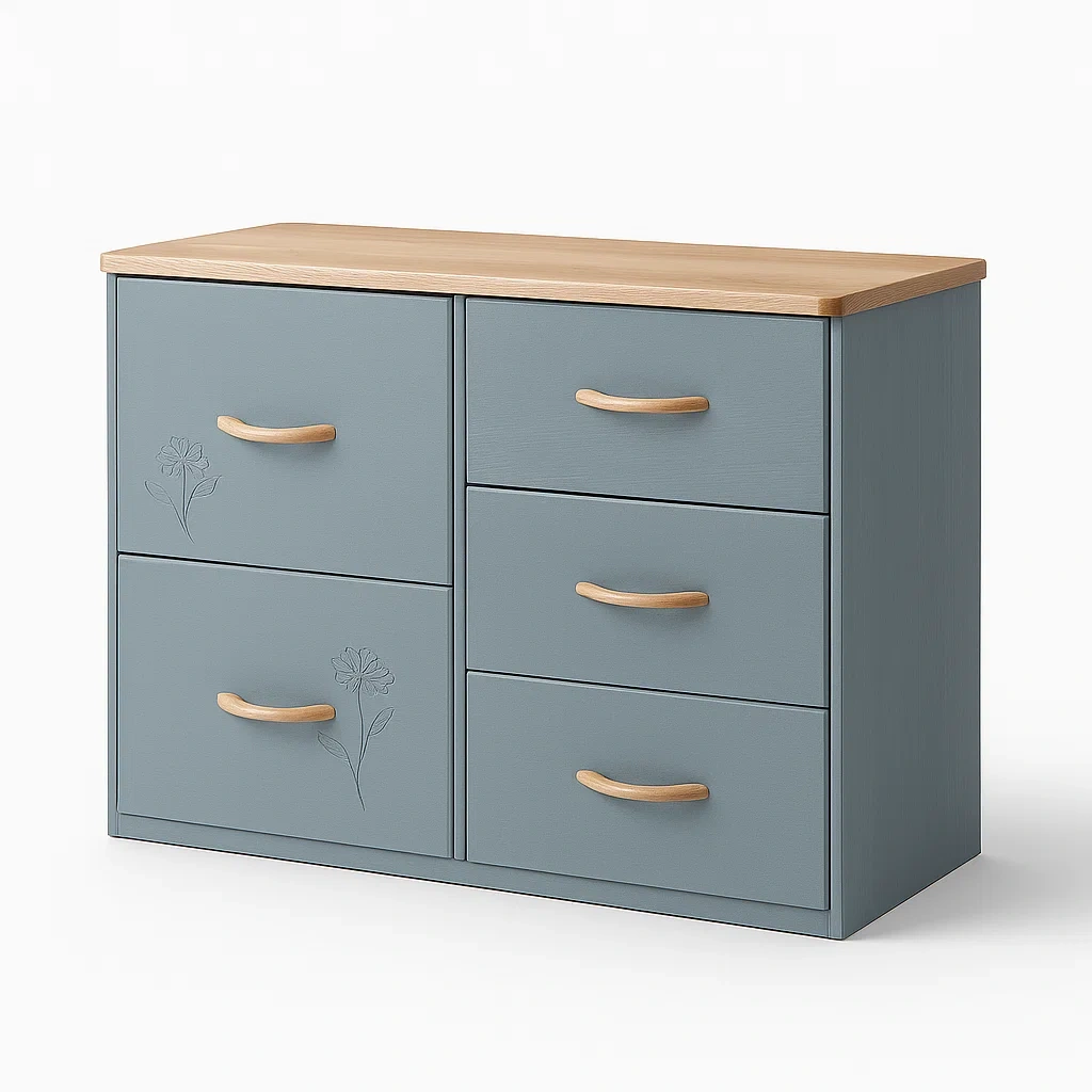 Kommode aus MDF Blau mit 5 Schubladen-Decoreluno