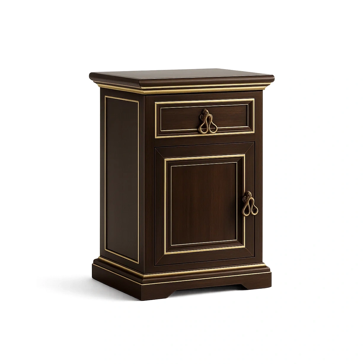 Holzschrank mit Schublade und Tür aus Massivholz, Braun-Decoreluno