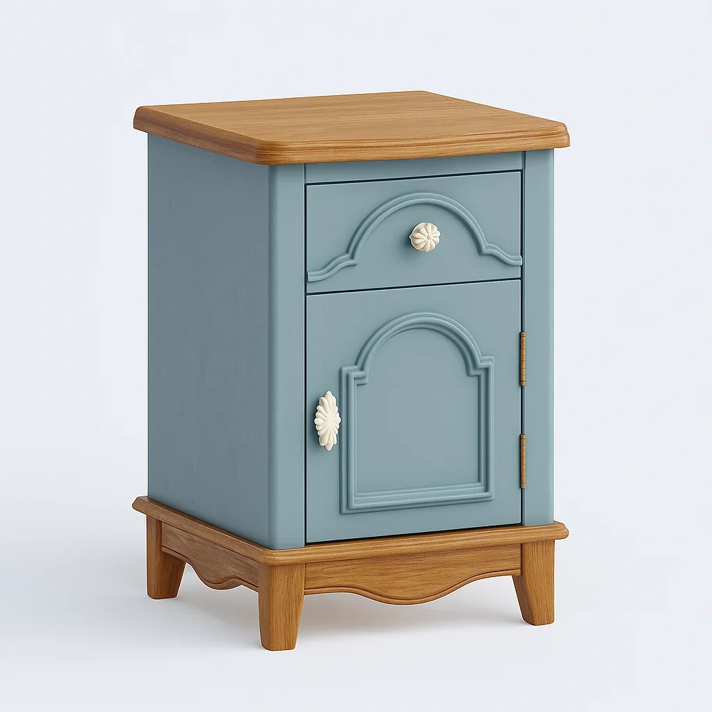Nachttisch Holz Blau 40x35x60 cm-Decoreluno