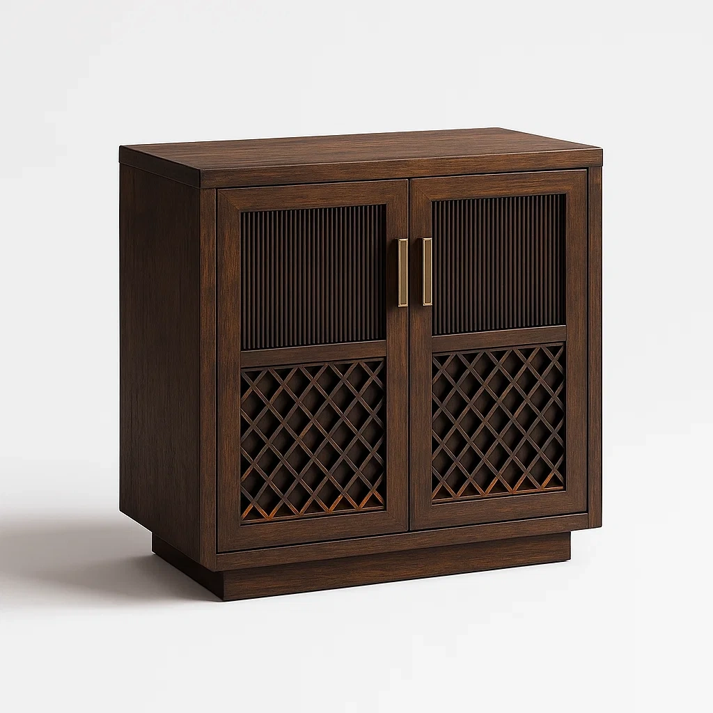 Schrank mit Weinregal aus Holz Dunkelbraun 90x45x80cm-Decoreluno