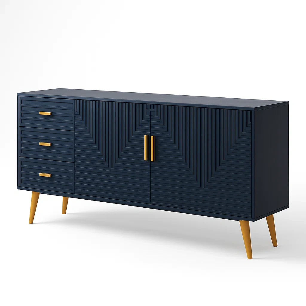 Sideboard mit Schubladen und Türen aus MDF in Dunkelblau-Decoreluno