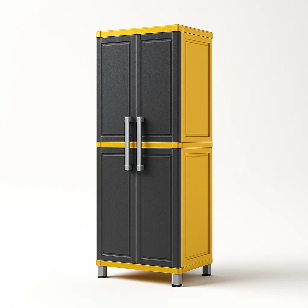 Kunststoffschrank mit Doppeltüren Schwarz/Gelb-Decoreluno