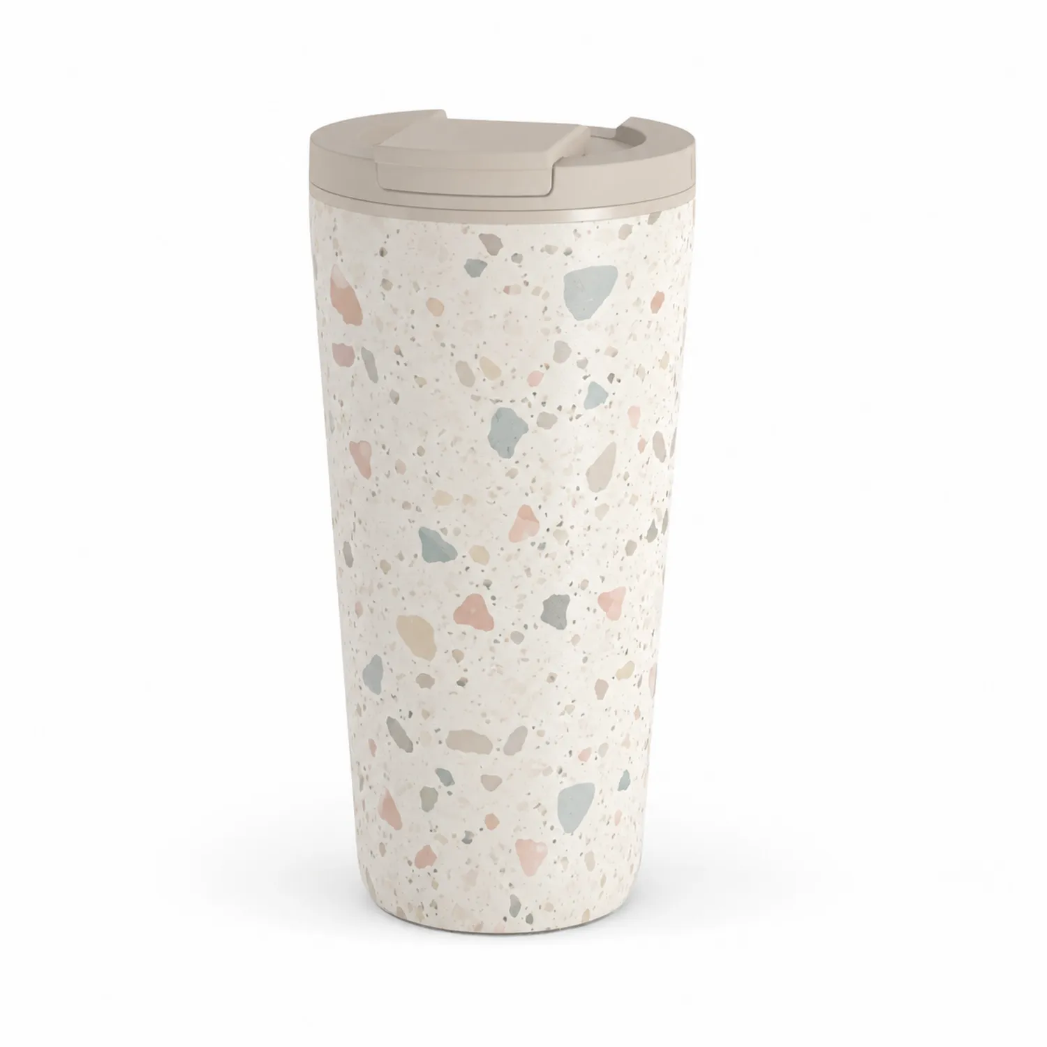 Bicchiere Termico con Coperchio Ermetico Motivo Terrazzo, 500ml